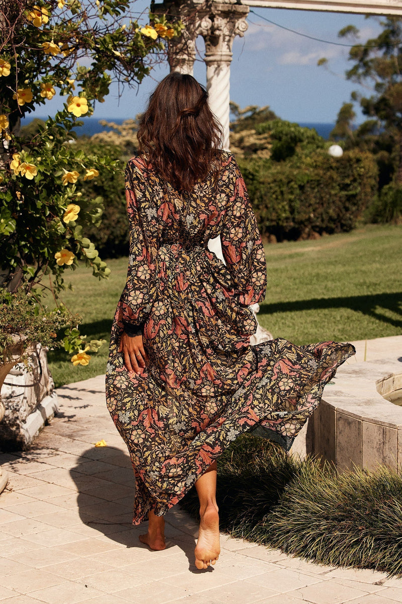 Izabella Duster Dress- Midnight Garden - Chasing Unicorns