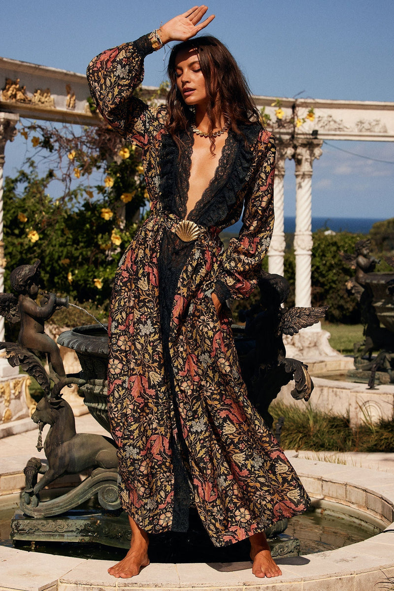 Izabella Duster Dress- Midnight Garden - Chasing Unicorns