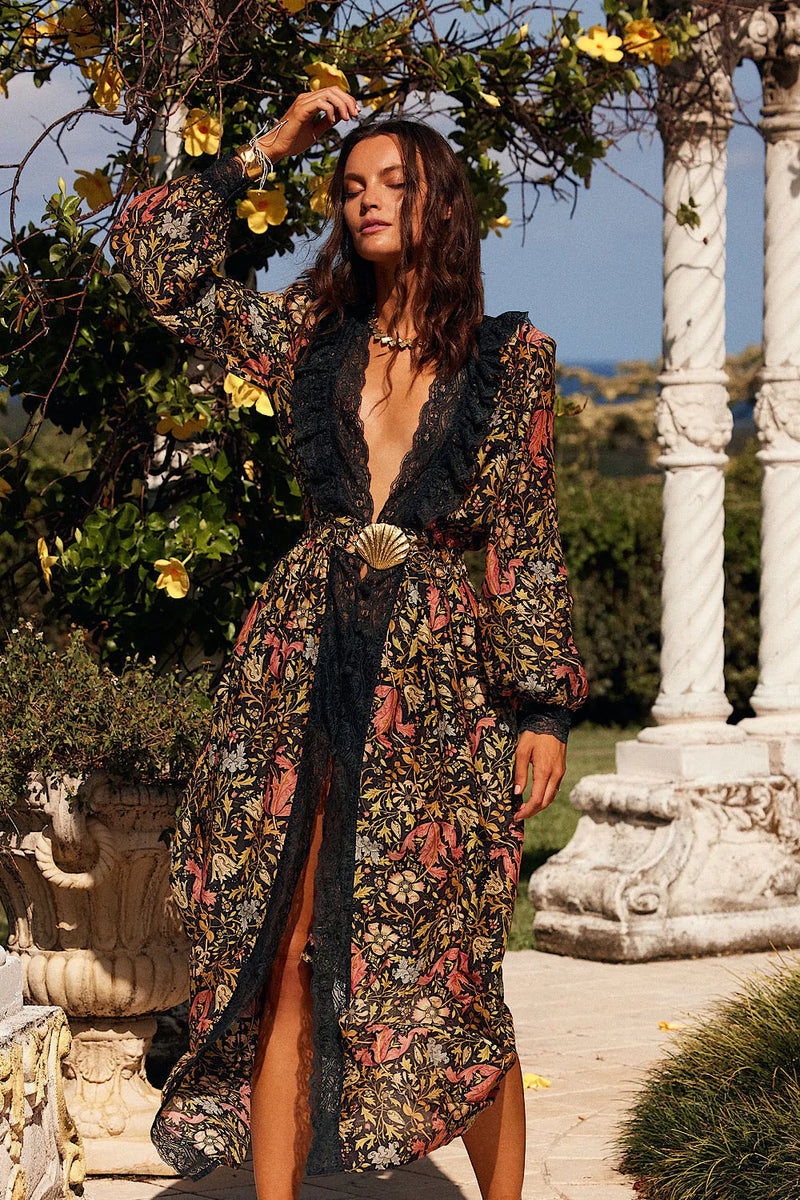 Izabella Duster Dress- Midnight Garden - Chasing Unicorns