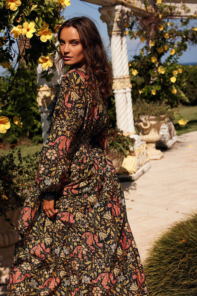 Izabella Duster Dress- Midnight Garden - Chasing Unicorns