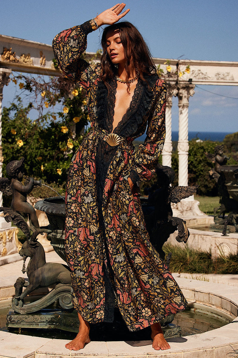 Izabella Duster Dress- Midnight Garden - Chasing Unicorns