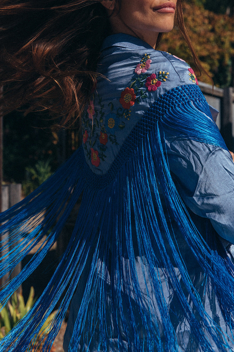 Jolene Silk, Embroidered + Fringe Blazer SECOND - Chasing Unicorns