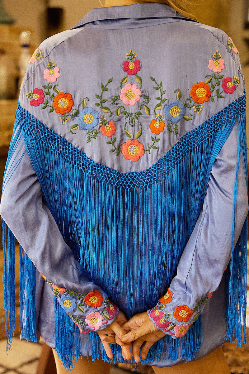 Jolene Silk, Embroidered + Fringe Blazer SECOND - Chasing Unicorns