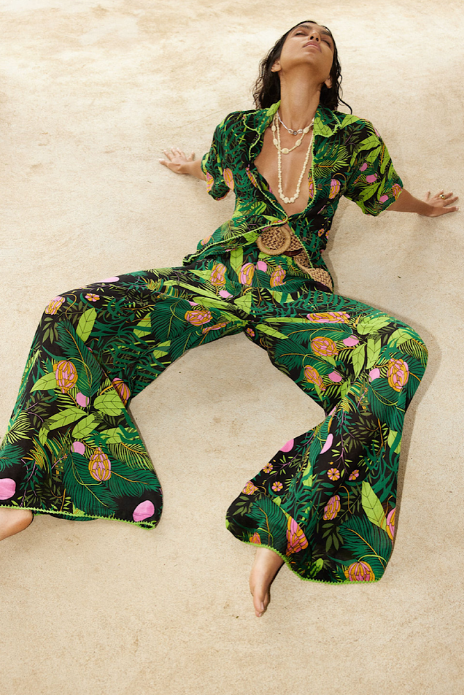 Jungle Cotton Gauze Palazzo Pants