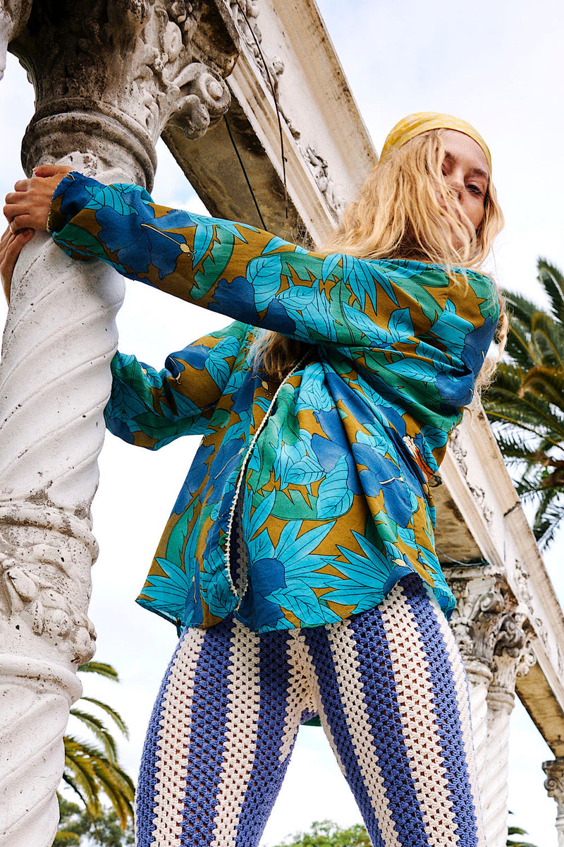 Jungle Fever Silk Crepe Embroidered Long Sleeve Unisex Shirt - Chasing Unicorns