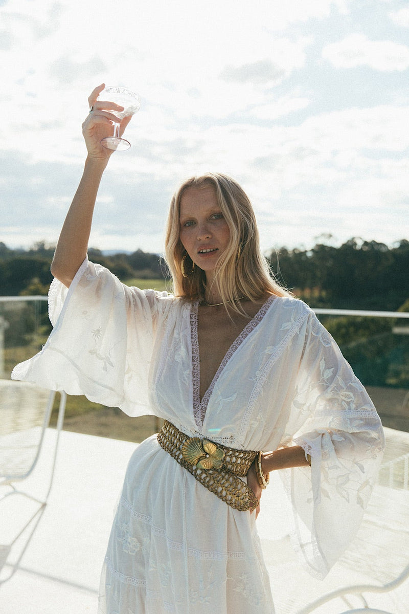 Just Like A Woman Embroidered Caftan Maxi Dress - Chasing Unicorns