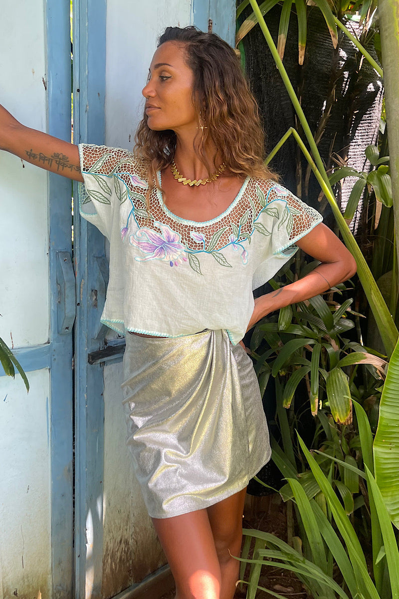 La Isla Bonita Leather Wrap Mini Skirt - Chasing Unicorns