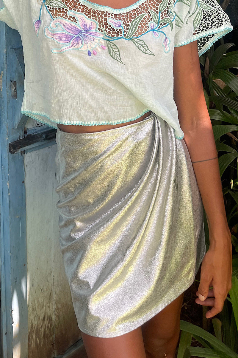 La Isla Bonita Leather Wrap Mini Skirt - Chasing Unicorns