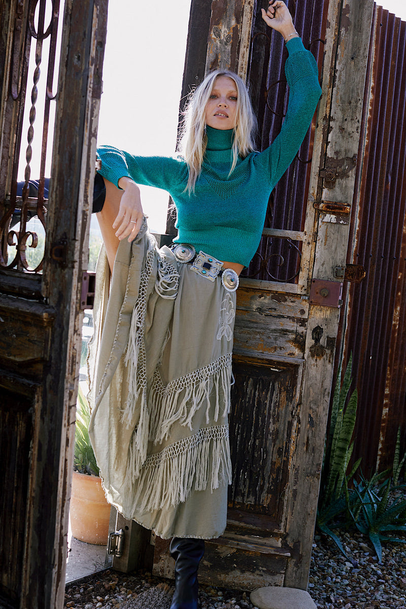 Learning To Fly Fringe Skirt- Sage - Chasing Unicorns