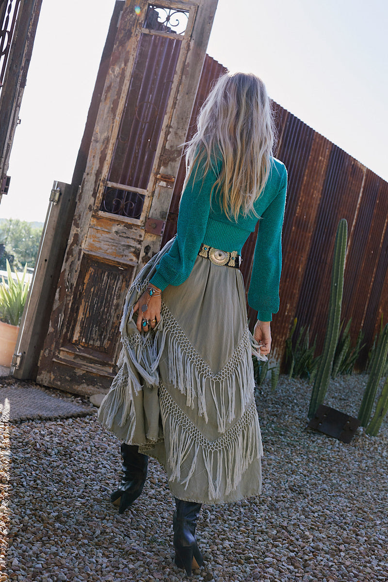 Learning To Fly Fringe Skirt- Sage - Chasing Unicorns