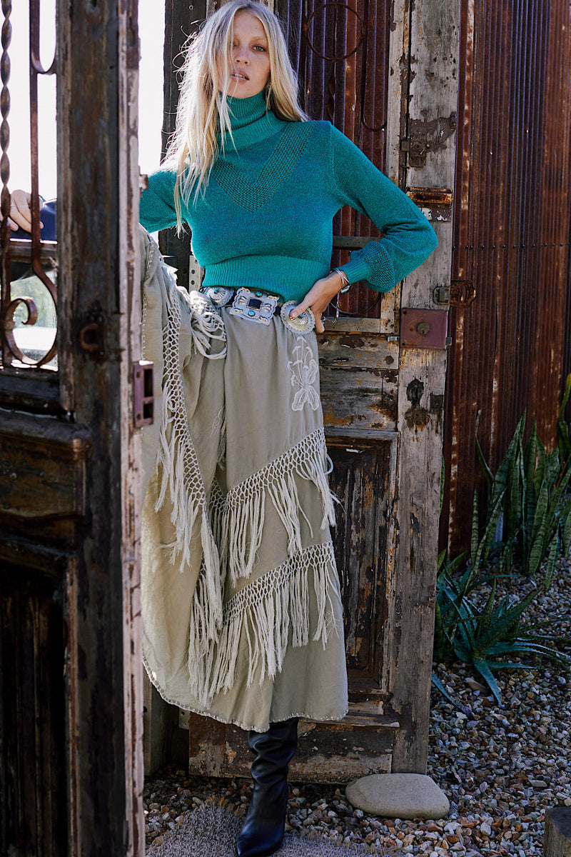 Learning To Fly Fringe Skirt- Sage - Chasing Unicorns