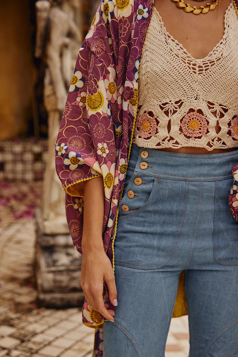 Les Fleurs cotton gauze Kimono - Chasing Unicorns