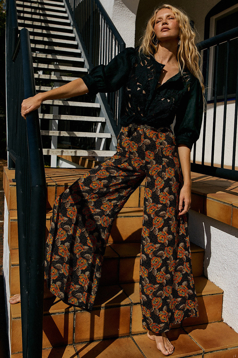 Let It Shine Cutwork Embroidered Blouse - Black - Chasing Unicorns