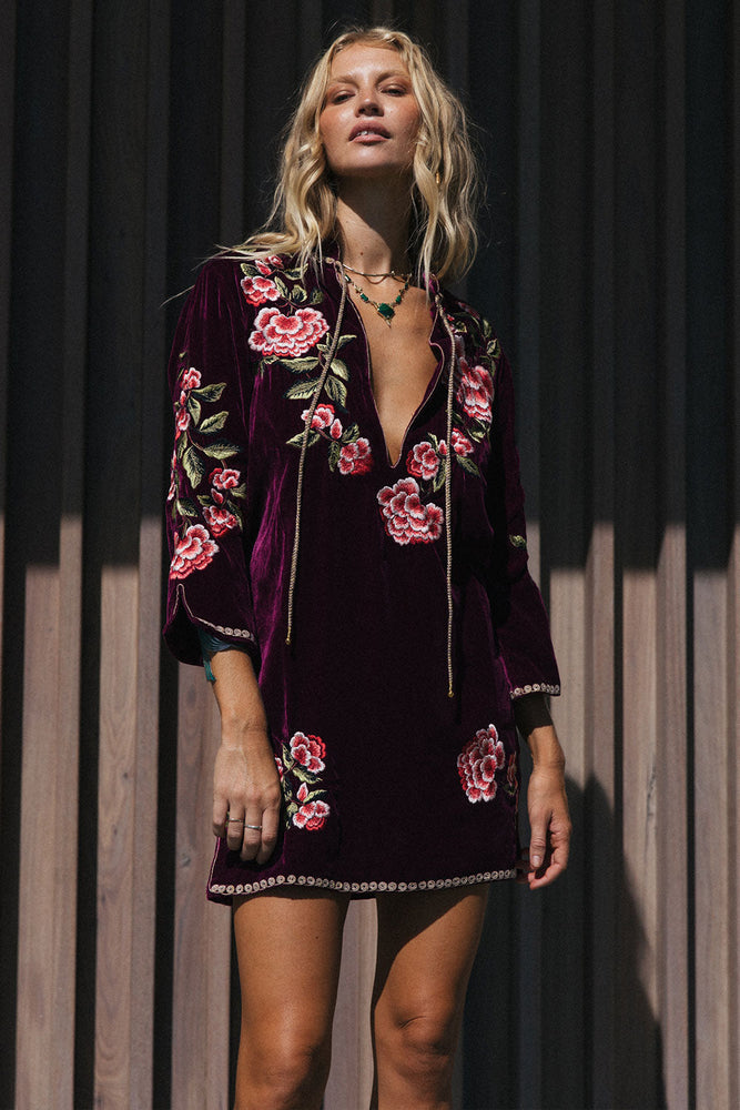 Like A Rolling Stone Silk Velvet Tunic Dress