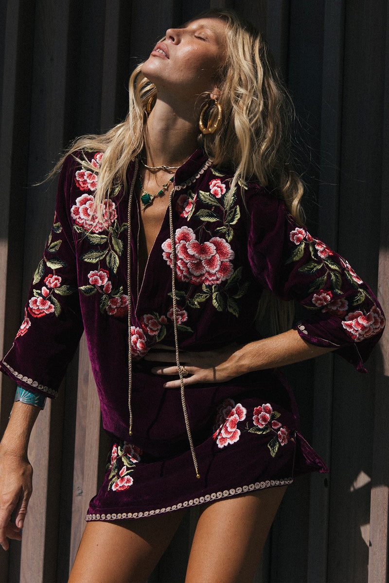 Like A Rolling Stone Silk Velvet Tunic Dress - Chasing Unicorns