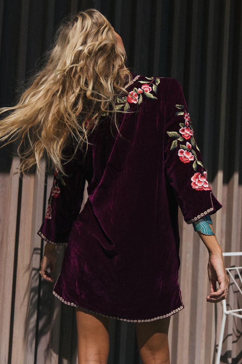 Like A Rolling Stone Silk Velvet Tunic Dress - Chasing Unicorns