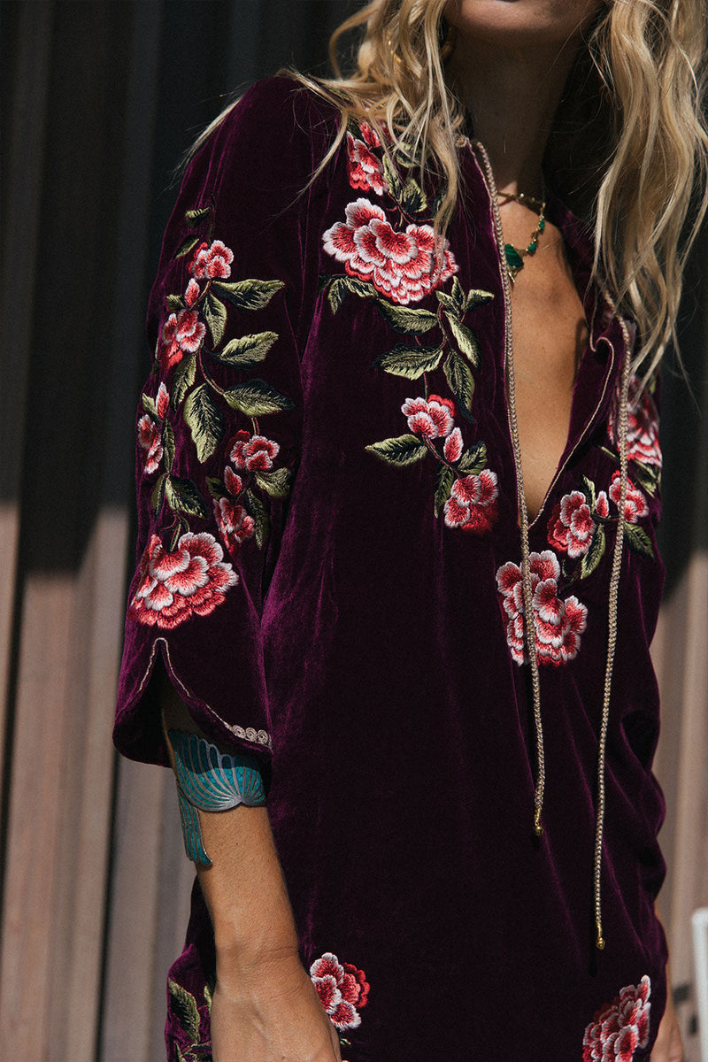 Like A Rolling Stone Silk Velvet Tunic Dress - Chasing Unicorns