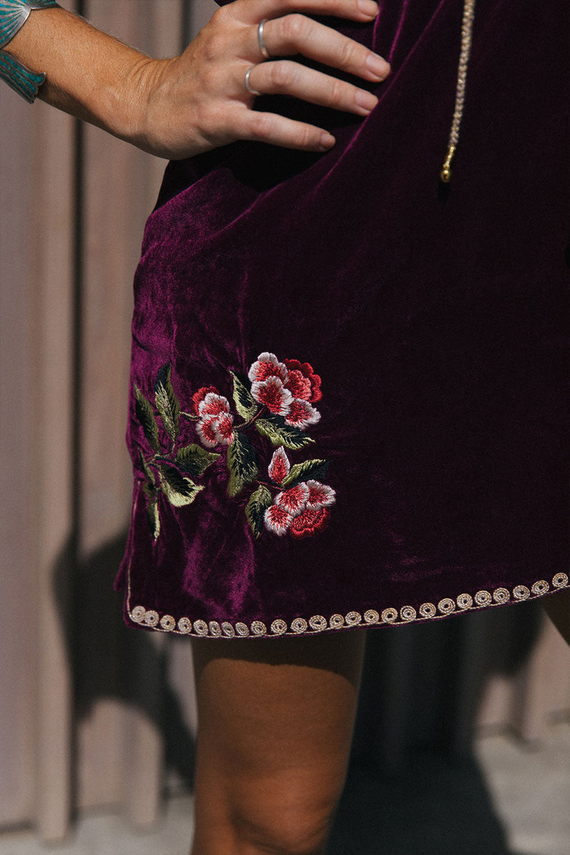 Like A Rolling Stone Silk Velvet Tunic Dress - Chasing Unicorns