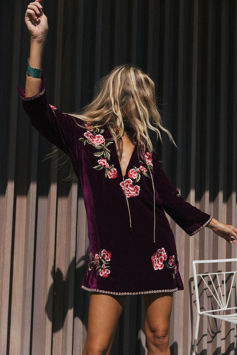 Like A Rolling Stone Silk Velvet Tunic Dress - Chasing Unicorns