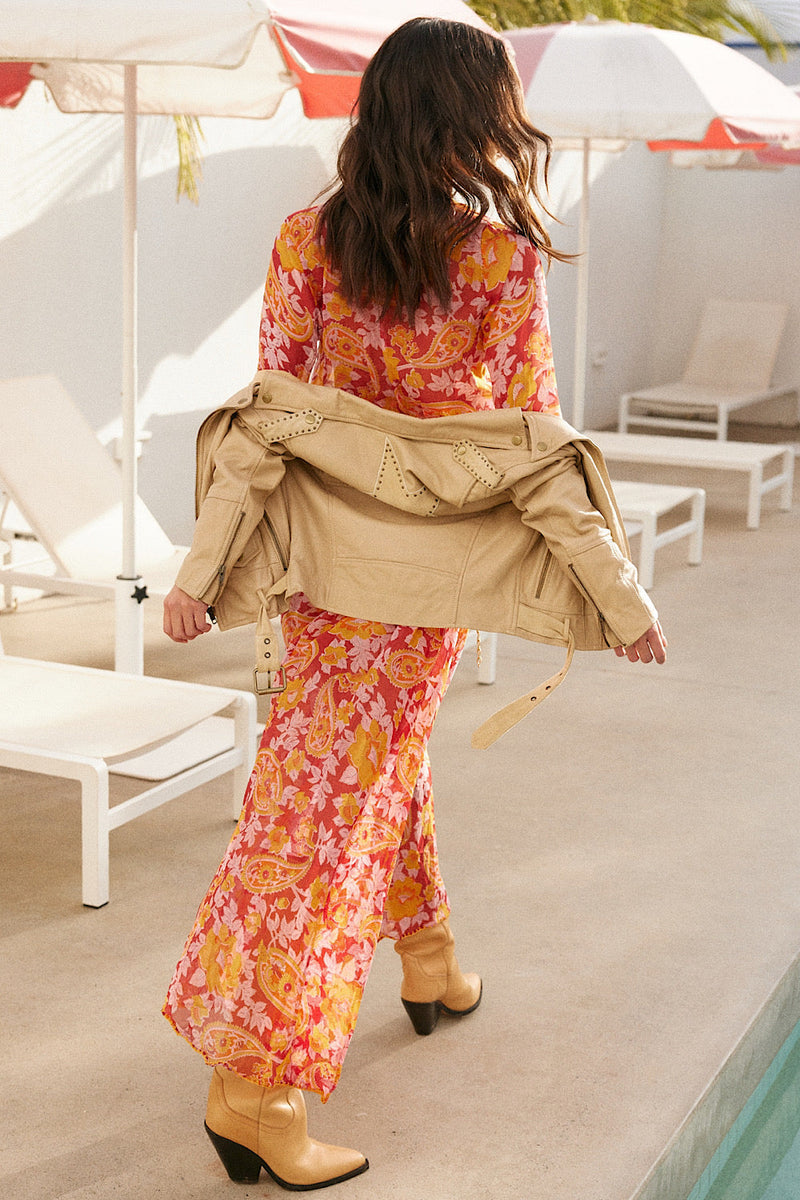 Lone Star Leather Biker Jacket - Beige - Chasing Unicorns