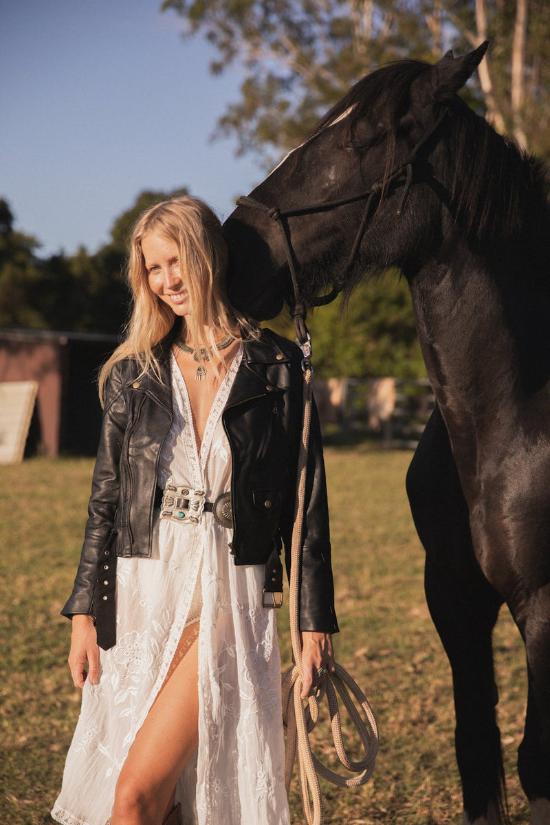 Lone Star Leather Biker Jacket - Noir - Chasing Unicorns