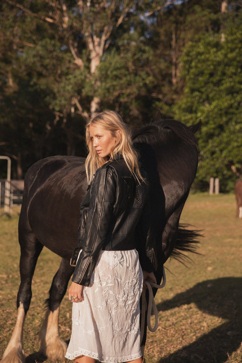 Lone Star Leather Biker Jacket - Noir - Chasing Unicorns