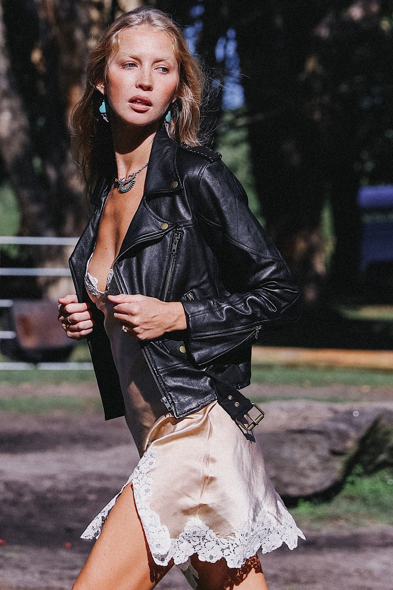 Lone Star Leather Biker Jacket - Noir - Chasing Unicorns