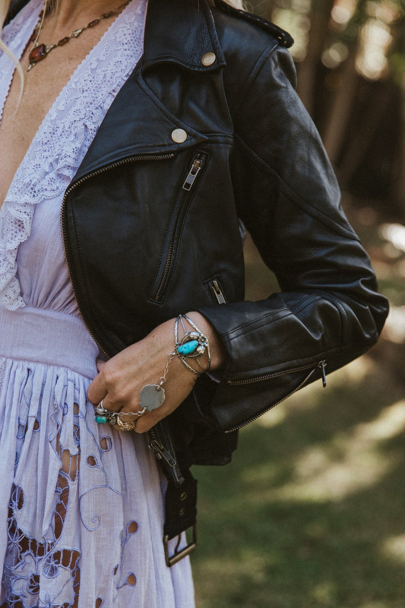 Lone Star Leather Biker Jacket - Noir - Chasing Unicorns