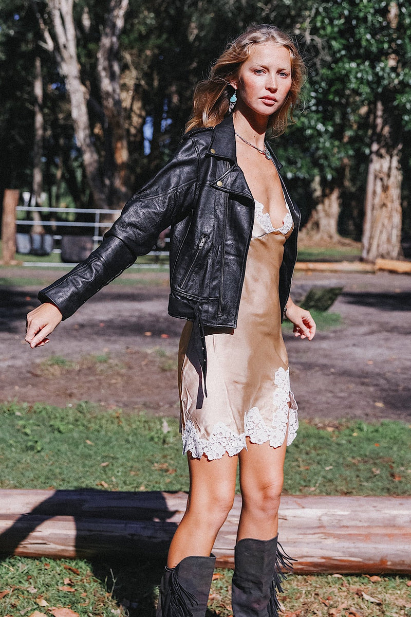 Lone Star Leather Biker Jacket - Noir - Chasing Unicorns