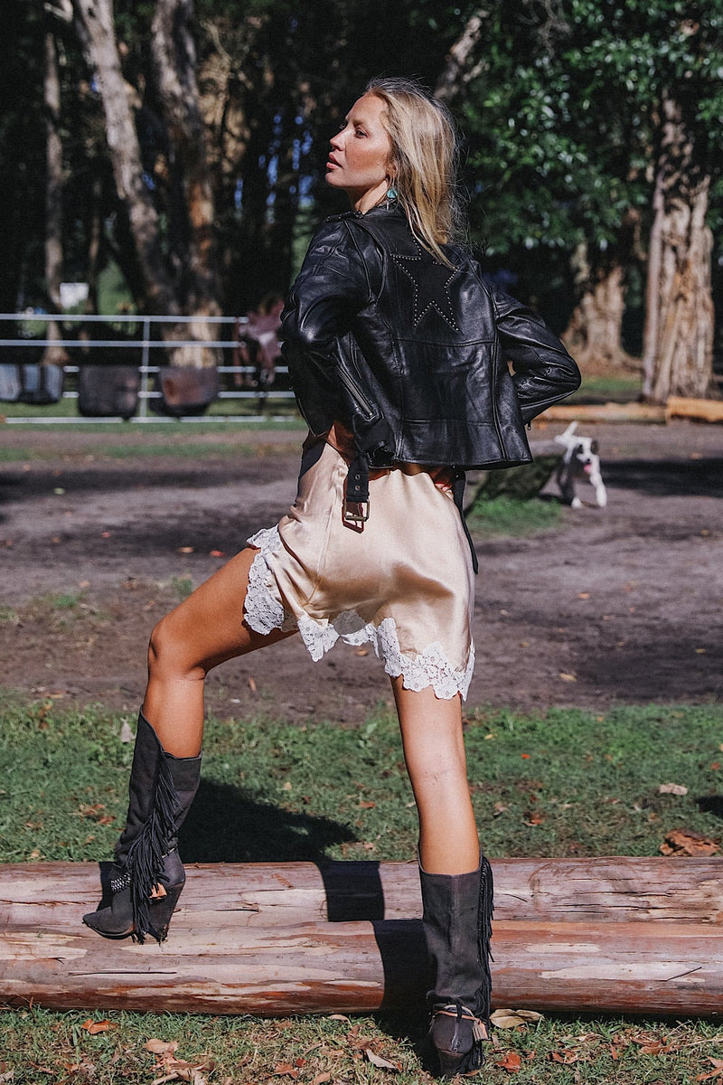 Lone Star Leather Biker Jacket - Noir - Chasing Unicorns