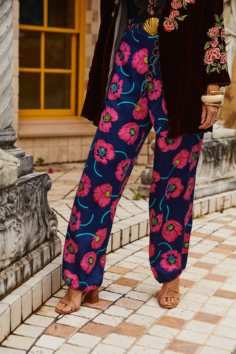 Love Conquers All Silk Satin Palazzo Pants - Poppy - Chasing Unicorns