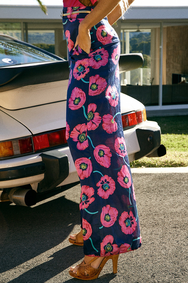 Love Conquers All Silk Satin Palazzo Pants - Poppy - Chasing Unicorns