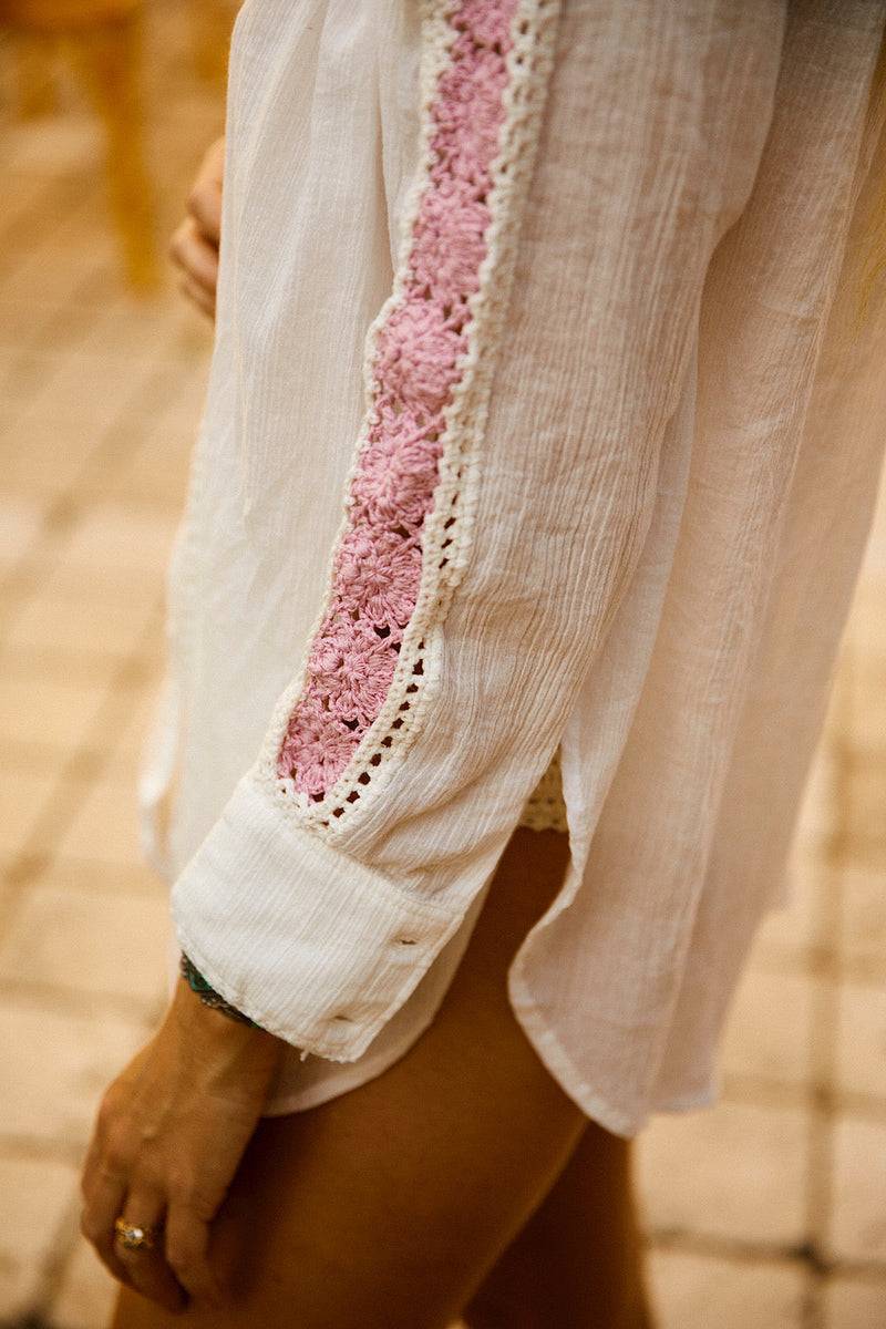 Love Is The Drug Cotton Gauze And Crochet Blouse - Chasing Unicorns
