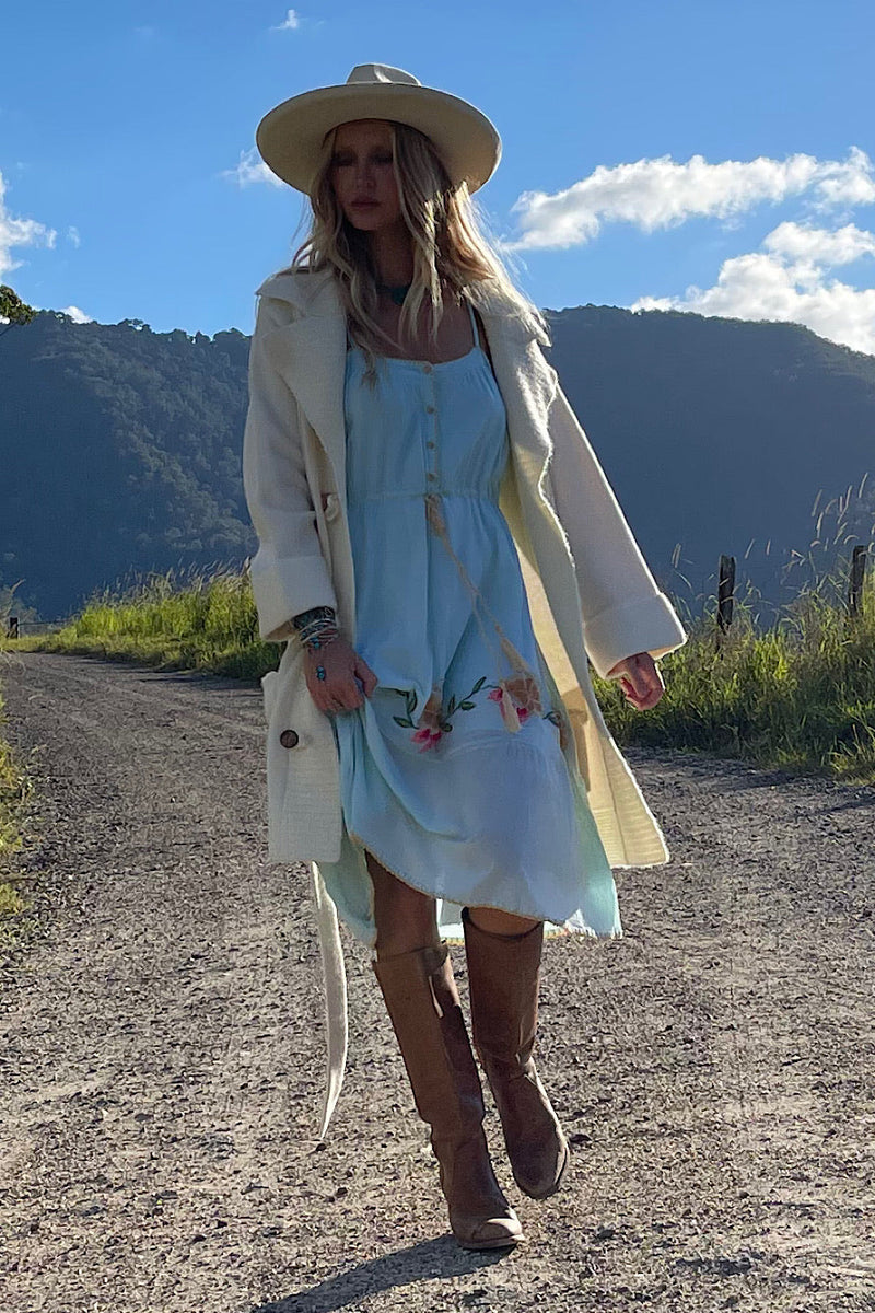 Love Lives In The Sky Cotton Embroidered Sundress - Chasing Unicorns