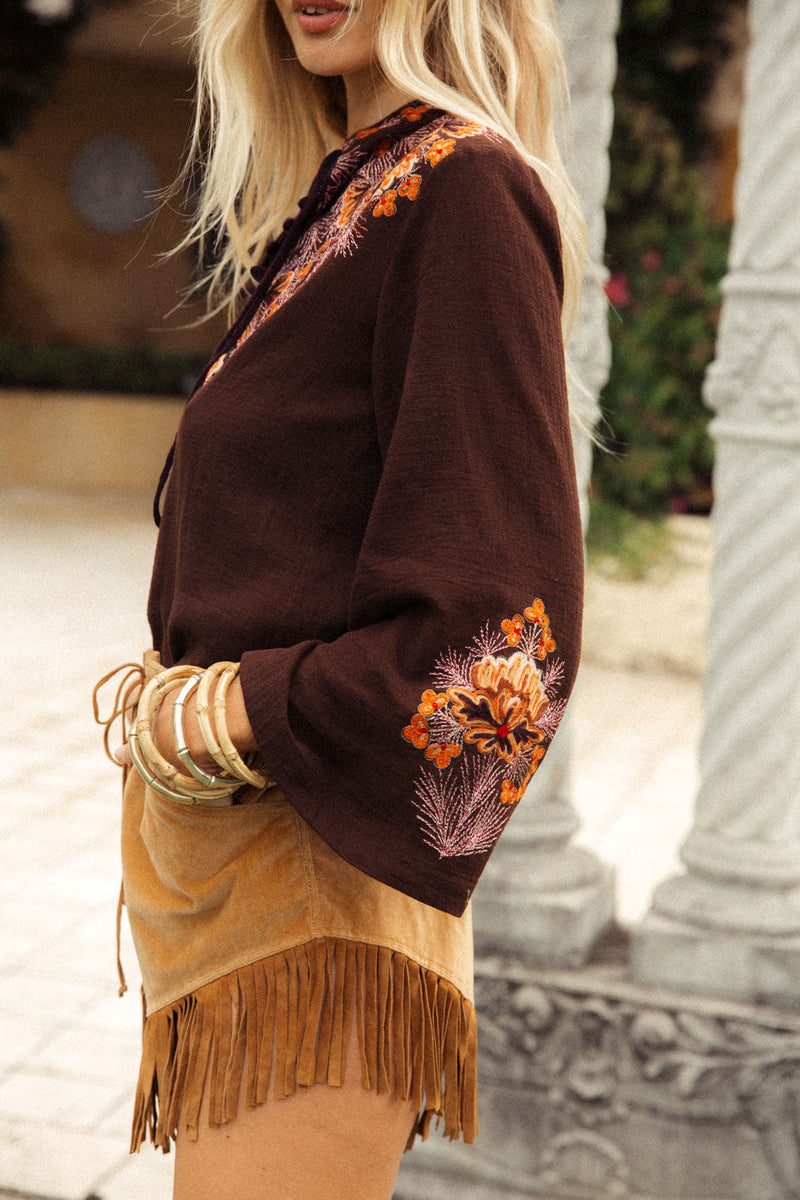 Lucille Embroidered Tunic Blouse - Chasing Unicorns