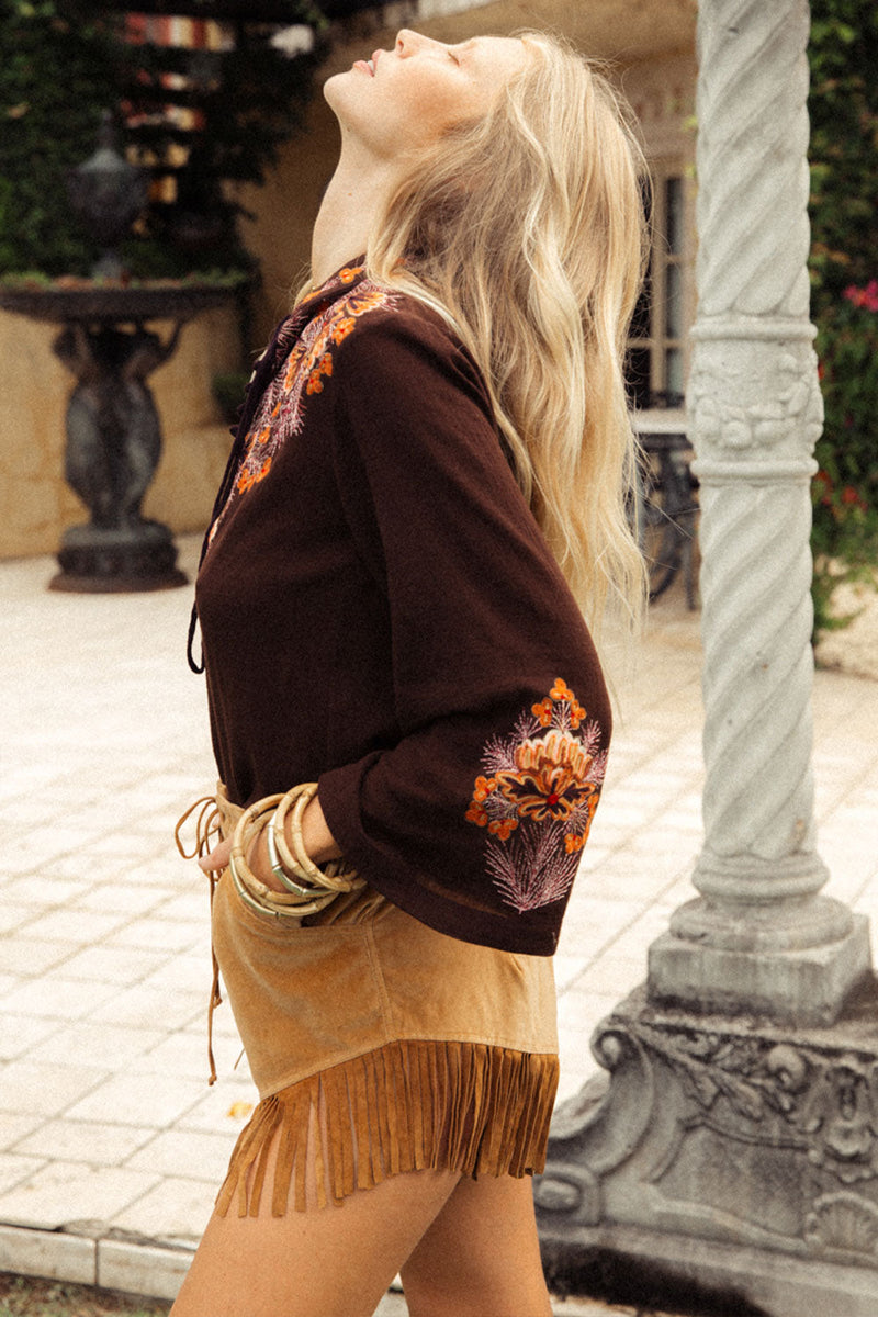 Lucille Embroidered Tunic Blouse - Chasing Unicorns