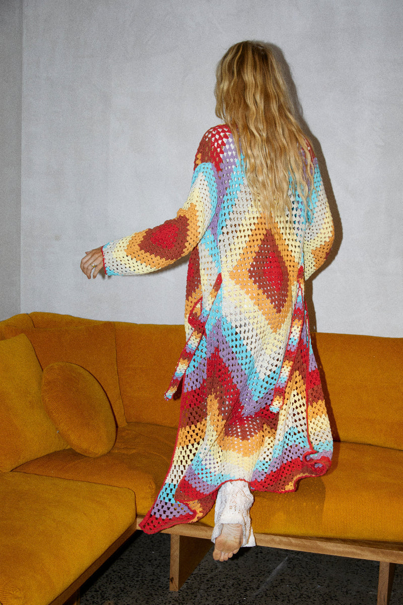 Magic Carpet Ride Crochet Long Coat - Happiness - Chasing Unicorns