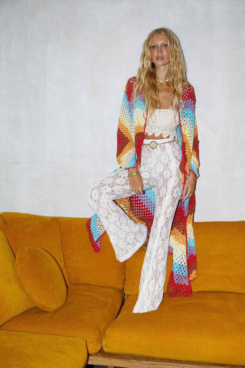Magic Carpet Ride Crochet Long Coat - Happiness - Chasing Unicorns