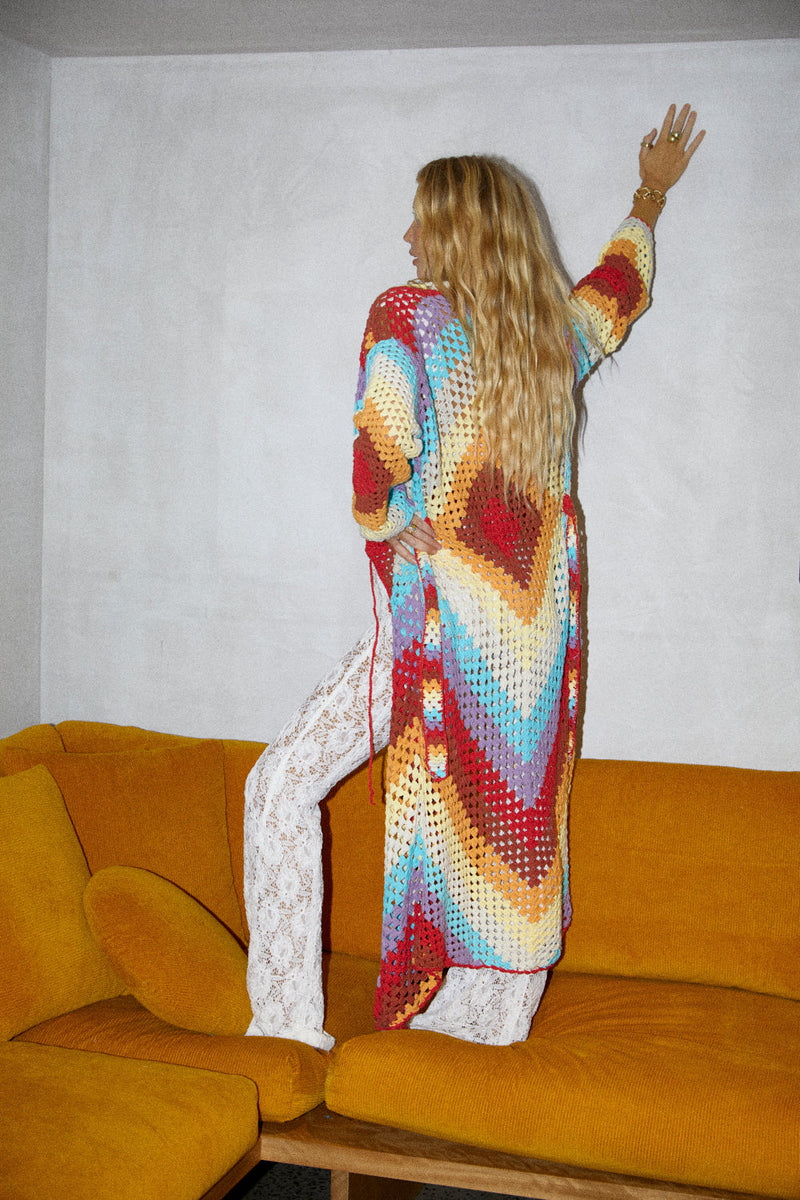 Magic Carpet Ride Crochet Long Coat - Happiness - Chasing Unicorns