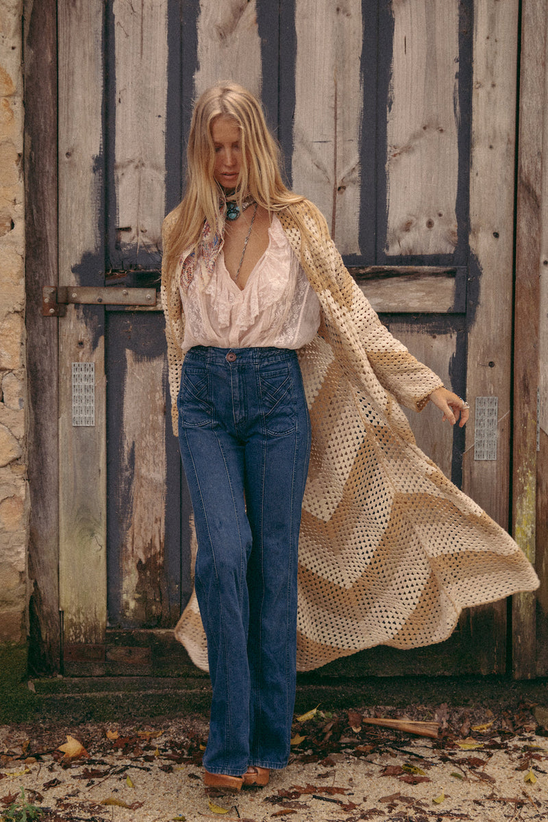 Magic Carpet Ride Long Crochet Coat - Neutral - Chasing Unicorns