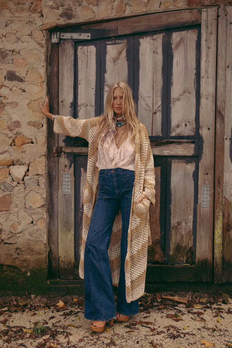 Magic Carpet Ride Long Crochet Coat - Neutral - Chasing Unicorns