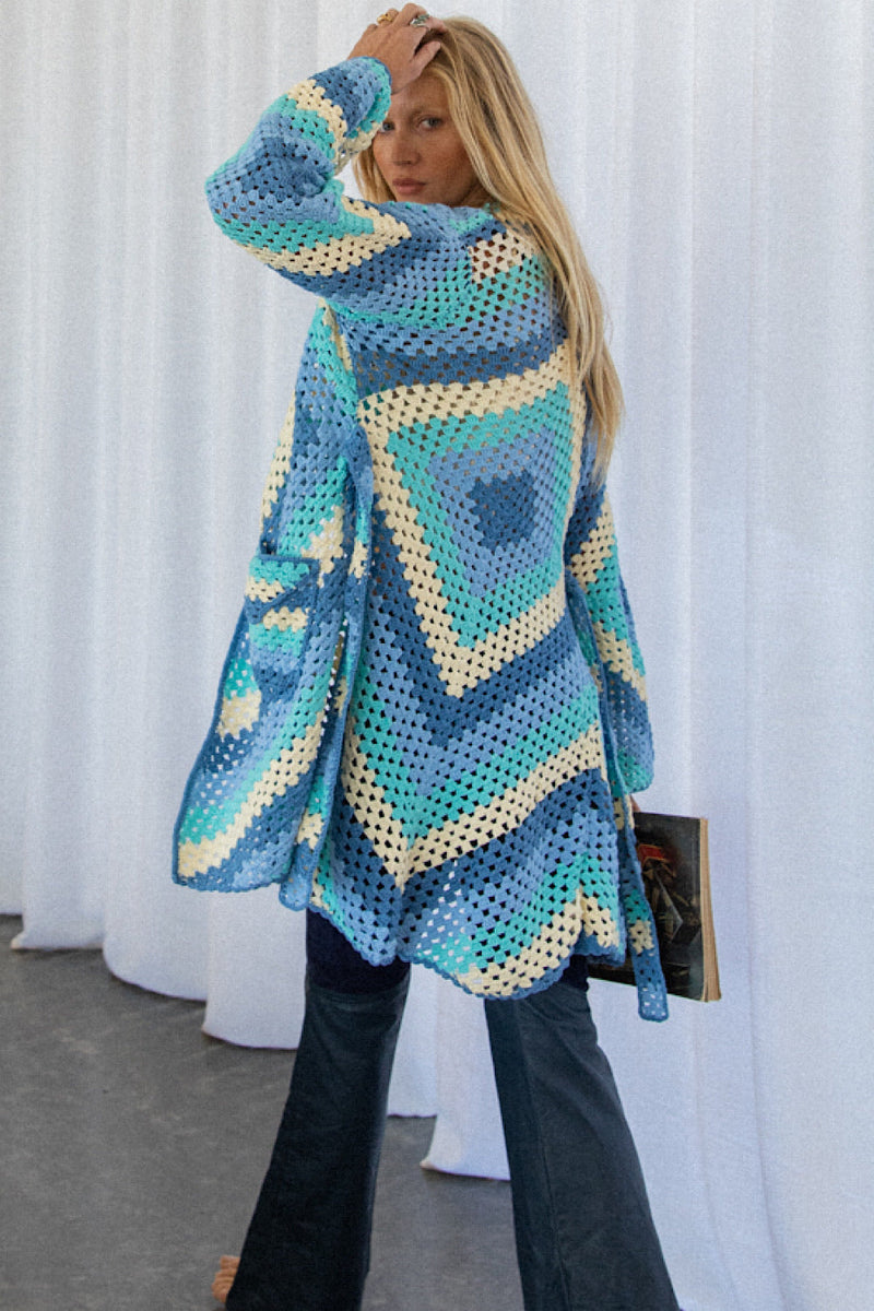 Magic Carpet Ride Short Crochet Coat - Blue Sky - Chasing Unicorns