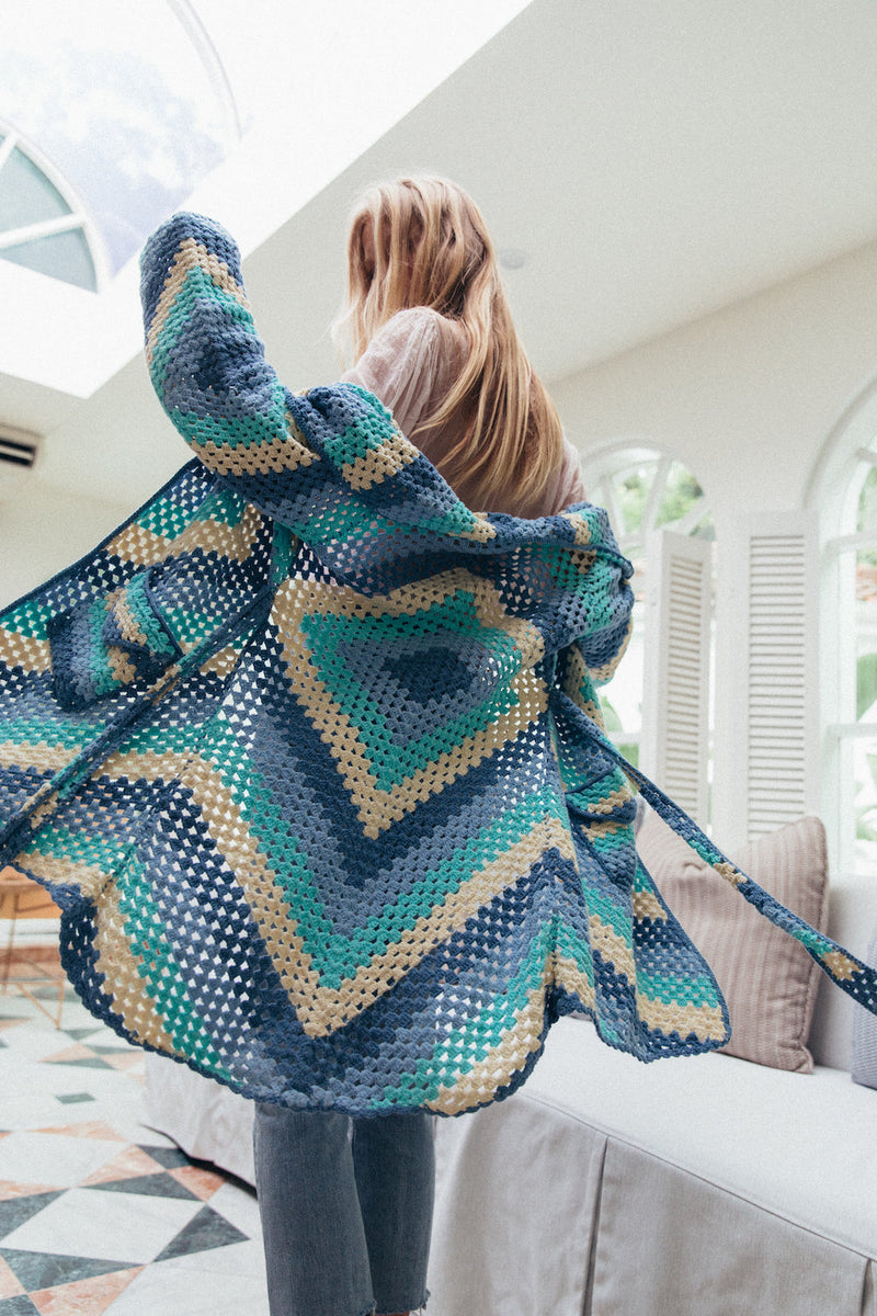 Magic Carpet Ride Short Crochet Coat - Blue Sky - Chasing Unicorns