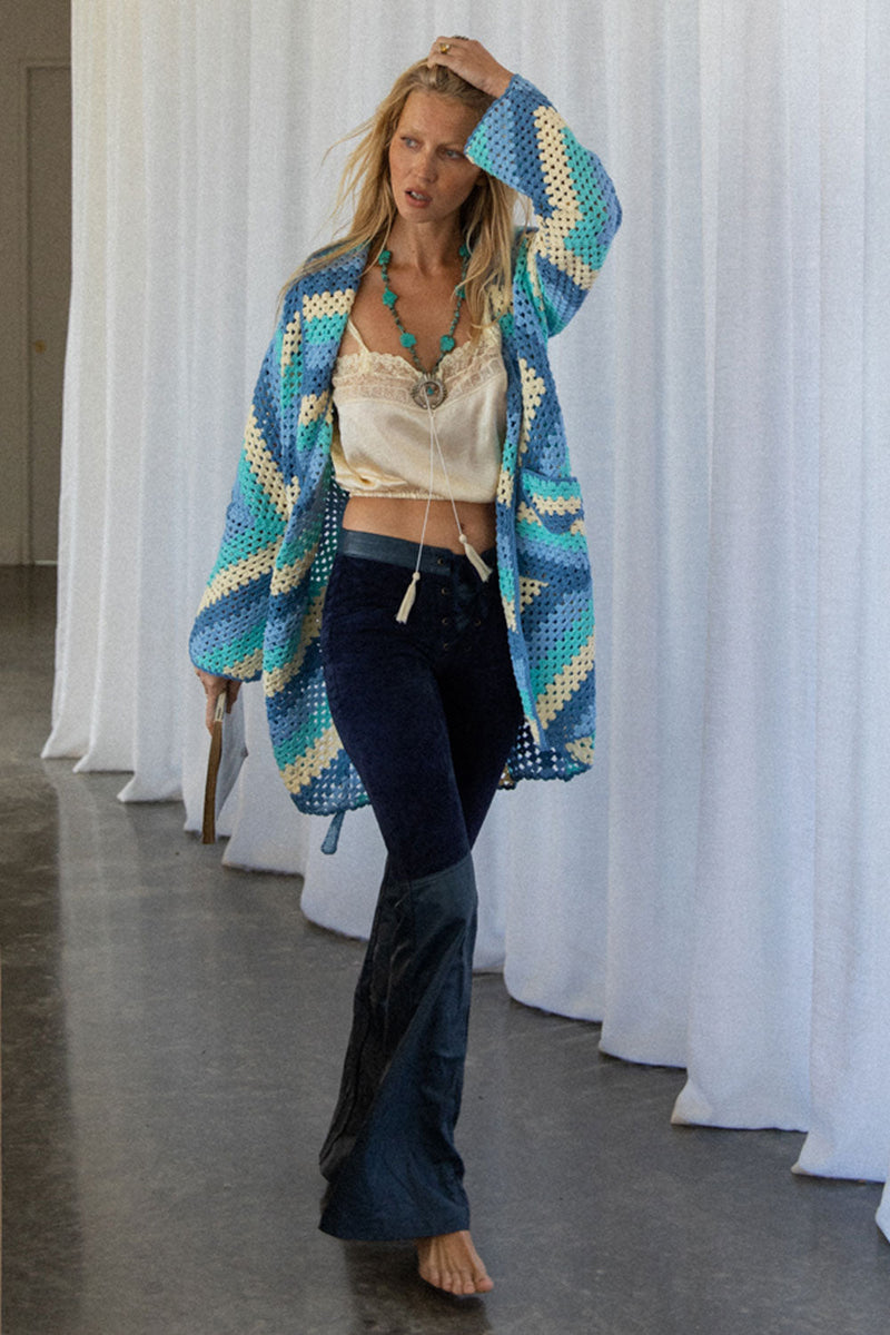 Magic Carpet Ride Short Crochet Coat - Blue Sky - Chasing Unicorns