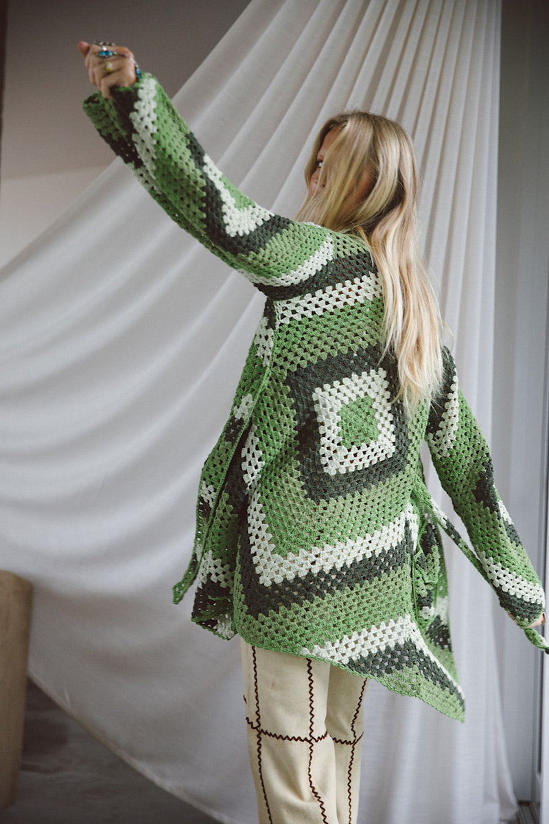 Magic Carpet Ride Short Crochet Coat - Forest - Chasing Unicorns
