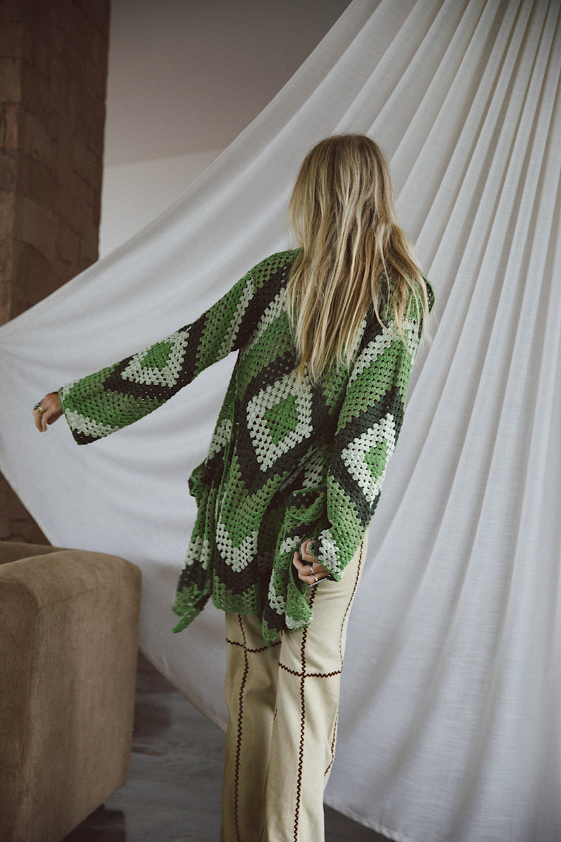 Magic Carpet Ride Short Crochet Coat - Forest - Chasing Unicorns