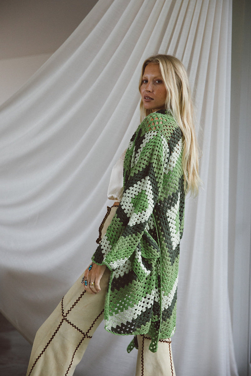 Magic Carpet Ride Short Crochet Coat - Forest - Chasing Unicorns