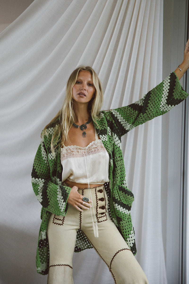 Magic Carpet Ride Short Crochet Coat - Forest - Chasing Unicorns