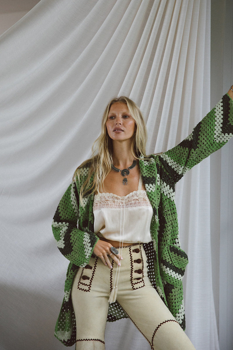 Magic Carpet Ride Short Crochet Coat - Forest - Chasing Unicorns