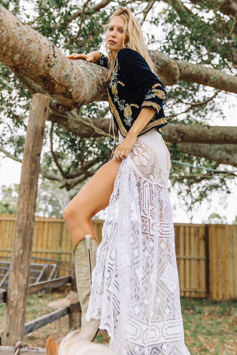 🧡 Midnight Rambler Cropped Velvet Jacket - Starry Night - Chasing Unicorns